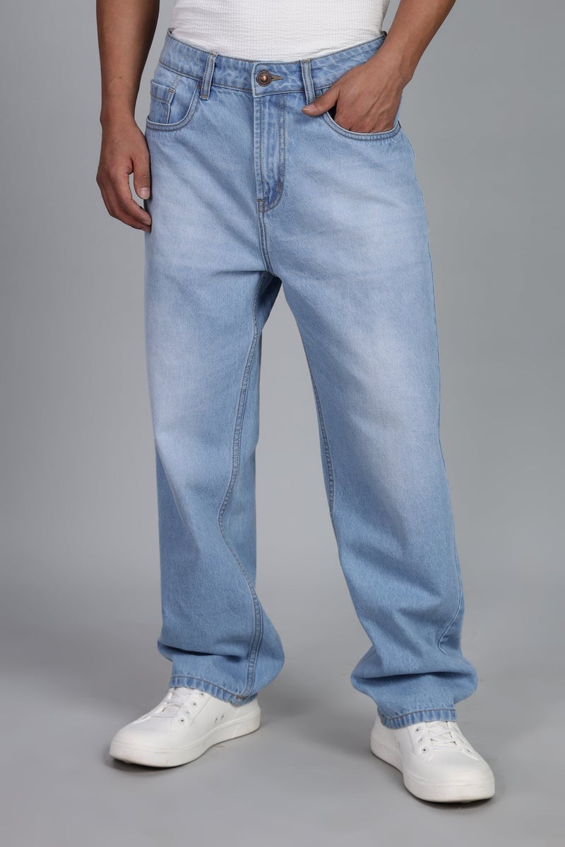 inkd Men's Cargo Carpenter Baggy Jeans – Mid-Rise | 100% Cotton | Contrast Stitch| 6 Pocket Styling | Baggy Jeans for Man | Cargo for Men - Image 5